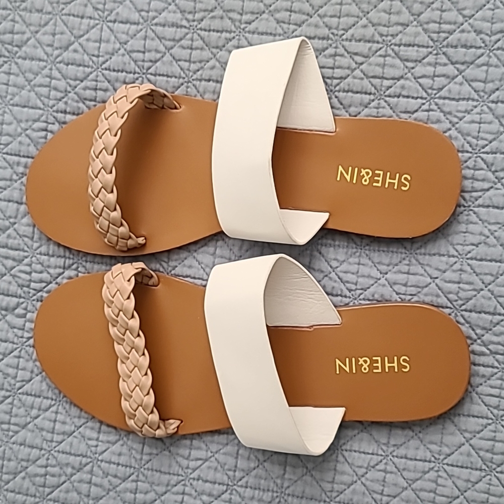 SHE&IN Sandals Beige/White Sz.39/(8)